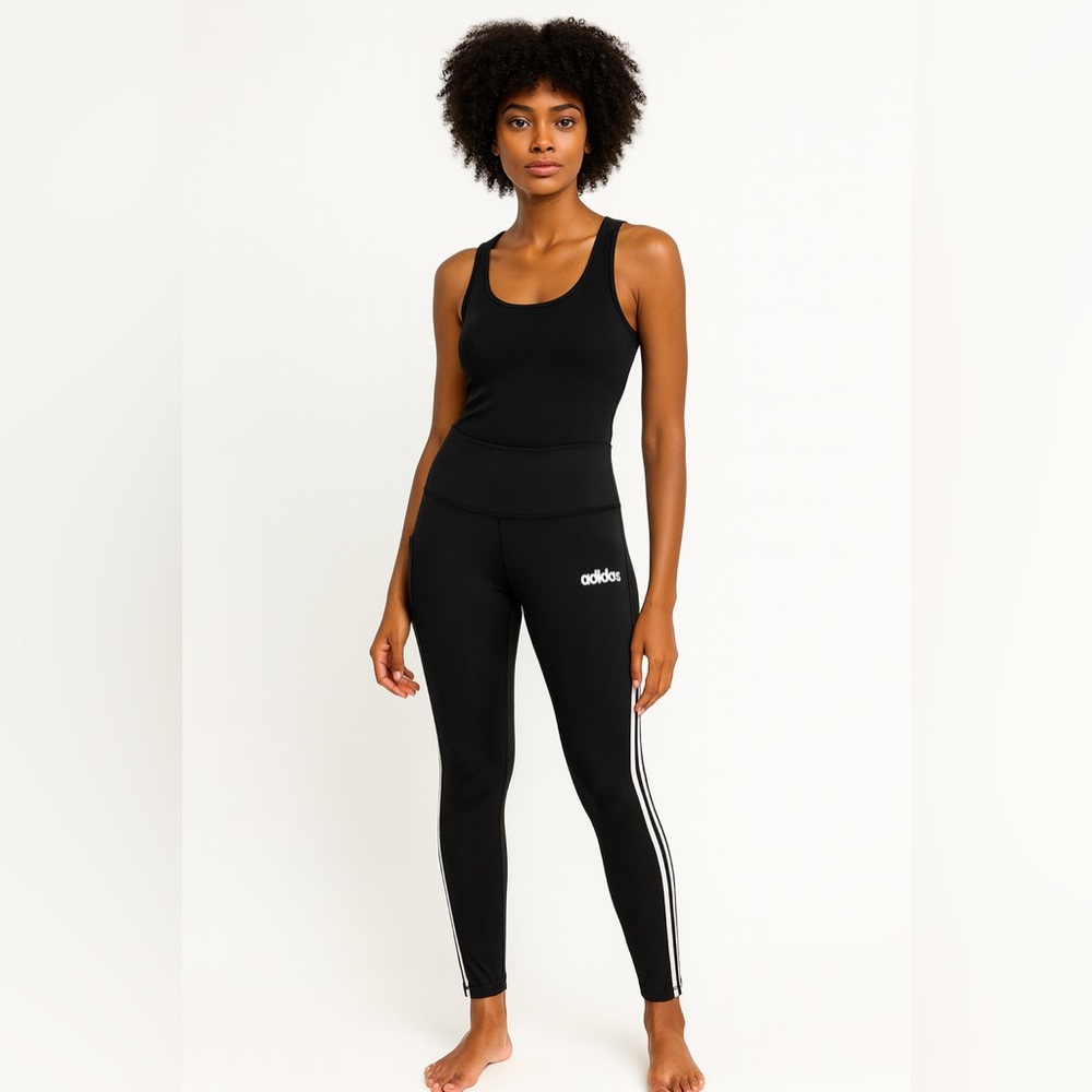 ✨NWT! Adidas Black Climalite High-Rise Leggings w/ Side Pocket & Stripes
